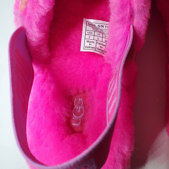 UGG Fluff Yeah Tiger Flower Womens Fluffy Slippers Pink UGGS 1127055 NEW - Picture 6 of 8